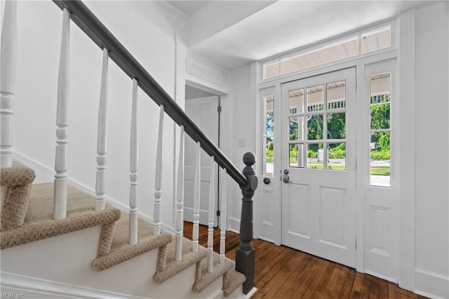 entrance foyer with dark hardwood / wood-style floors