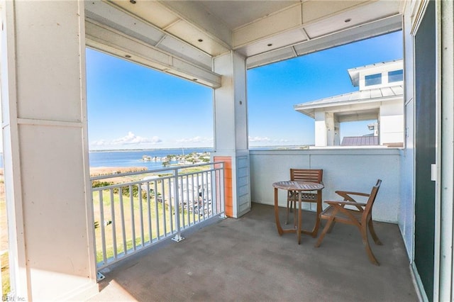 balcony with a water view