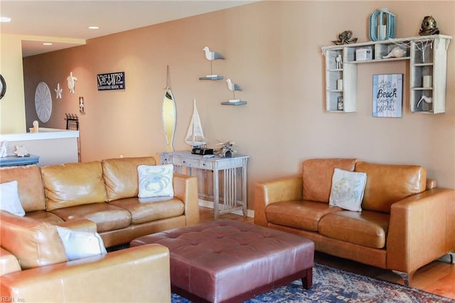 living room with hardwood / wood-style floors