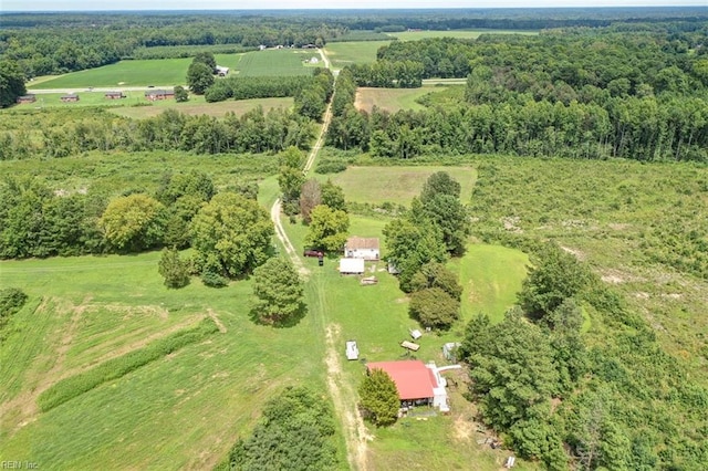 birds eye view of property featuring a rural view