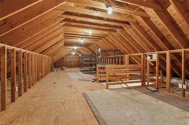 view of unfinished attic