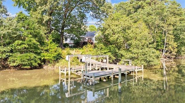 dock area featuring a water view