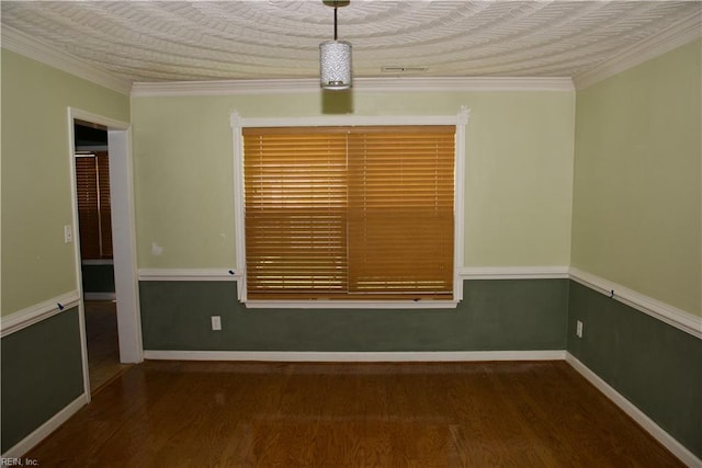 6703 Chambers Ln, Suffolk, VA 23435 - spare room with baseboards, ornamental molding, and wood finished floors