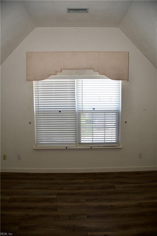 6703 Chambers Ln, Suffolk, VA 23435 - bonus room with baseboards, visible vents, vaulted ceiling, and dark wood-type flooring