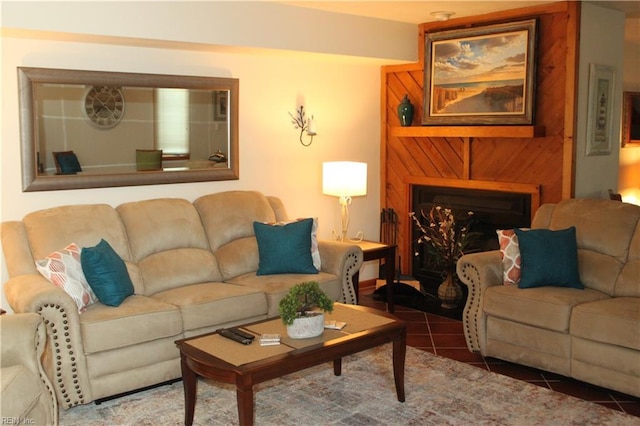 view of tiled living room