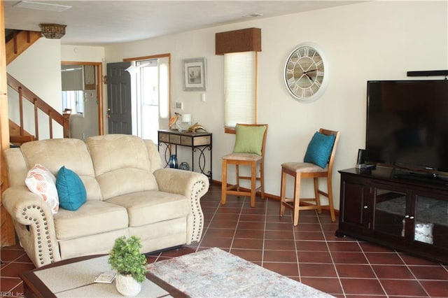 view of tiled living room