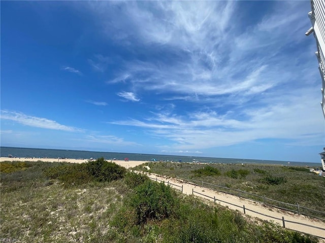 view of water feature featuring a beach view