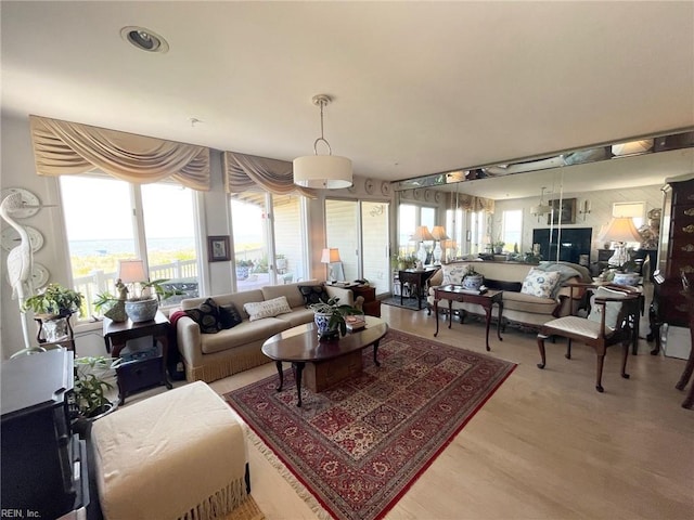 living room featuring light hardwood / wood-style floors