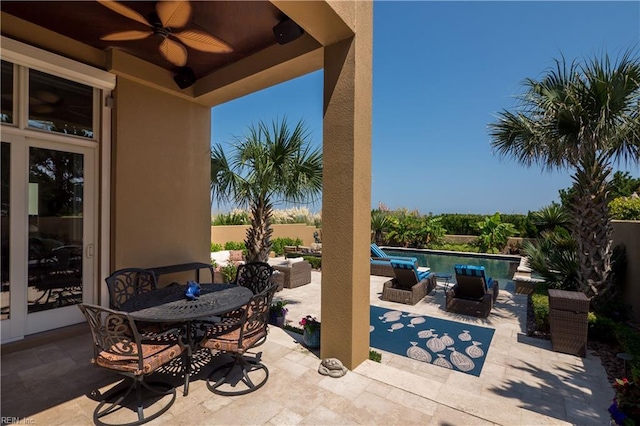 view of patio / terrace featuring outdoor lounge area and ceiling fan