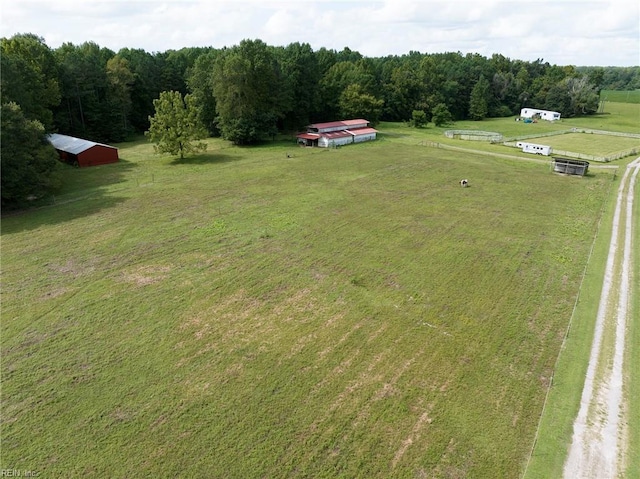 drone / aerial view with a rural view