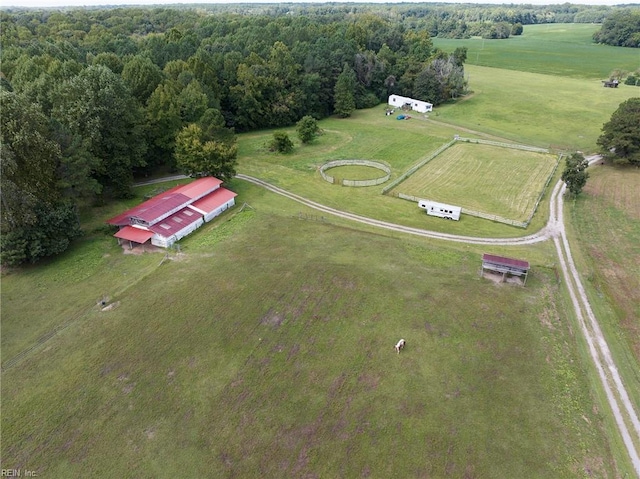 aerial view featuring a rural view