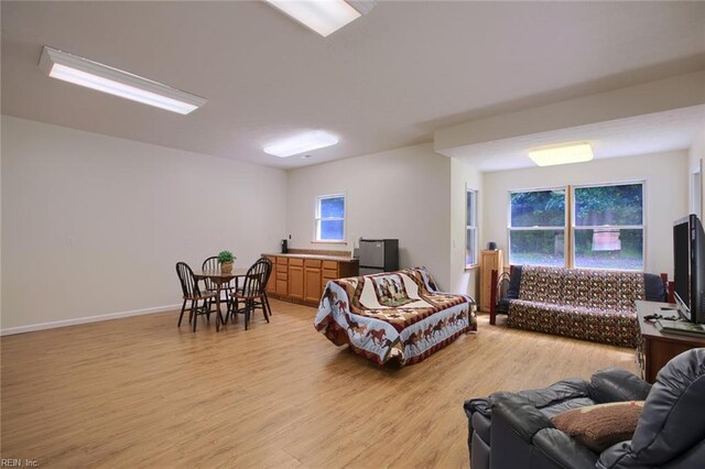 recreation room featuring light hardwood / wood-style flooring