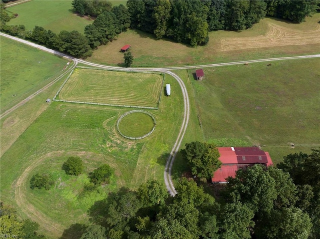 birds eye view of property featuring a rural view