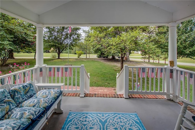 view of patio with a porch