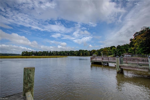 view of dock featuring a water view