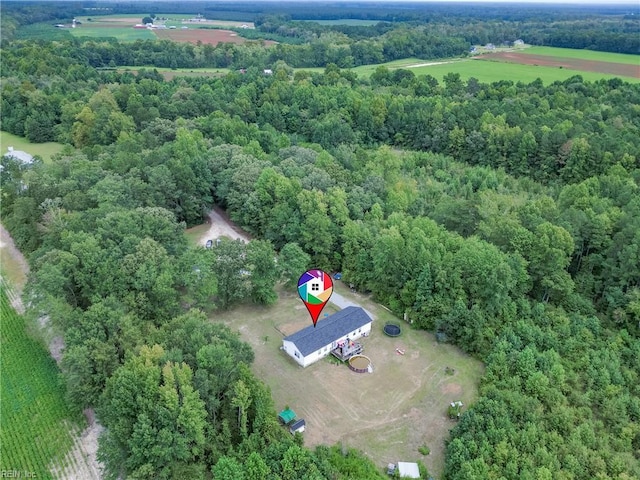 birds eye view of property featuring a rural view