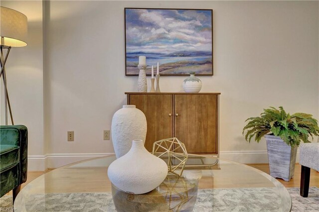 interior space with light hardwood / wood-style floors