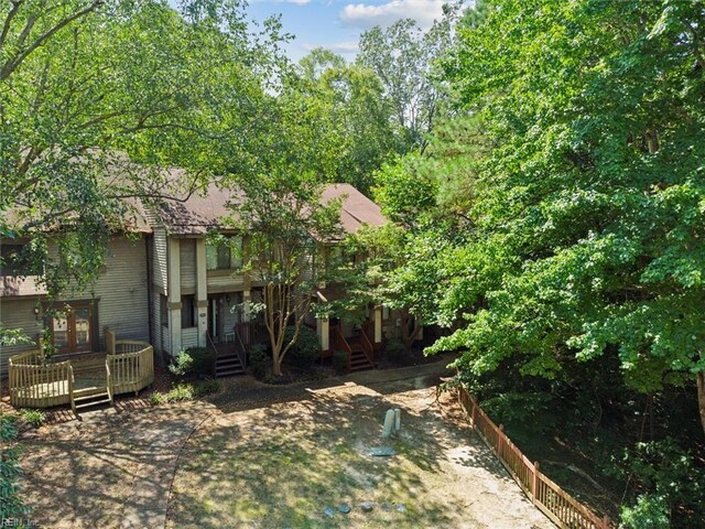 view of yard featuring a deck