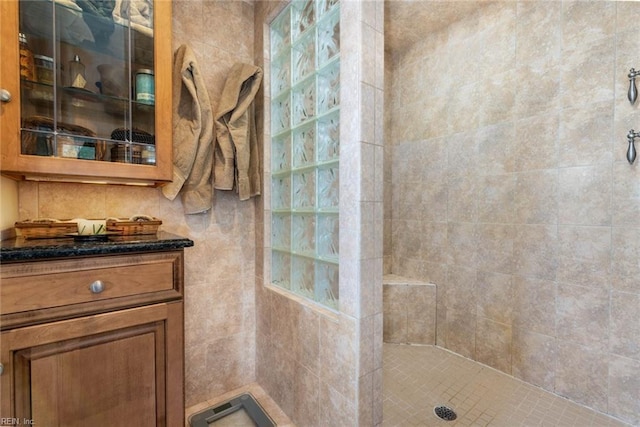 8429 Denwood Rd, Franktown, VA 23354 - bathroom with tiled shower and vanity