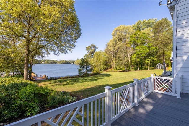 8429 Denwood Rd, Franktown, VA 23354 - deck featuring a water view and a lawn