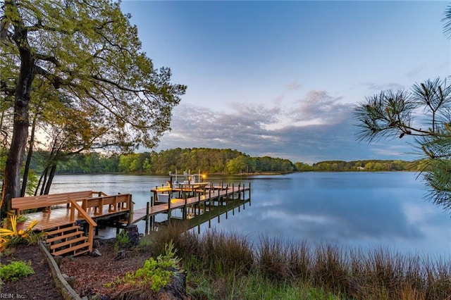 view of dock featuring a water view