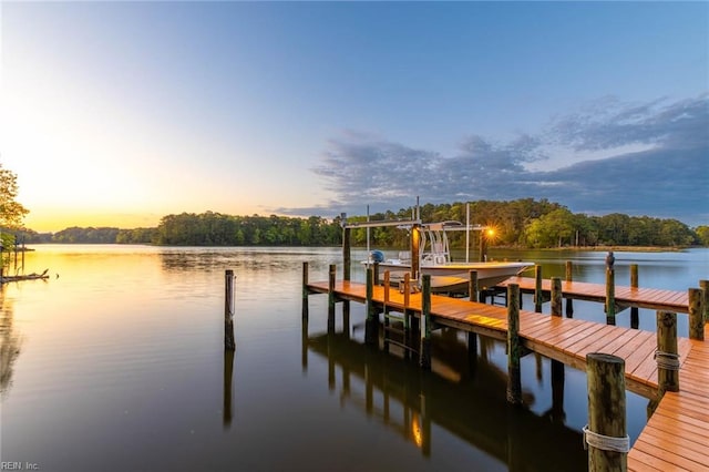 dock area featuring a water view