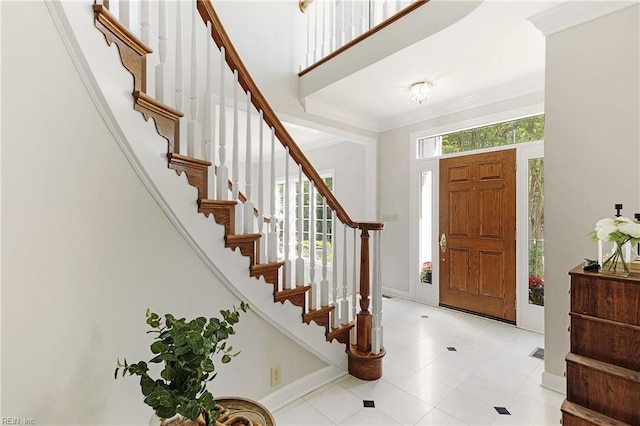 foyer with ornamental molding