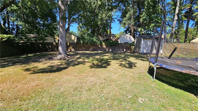 view of yard with a trampoline