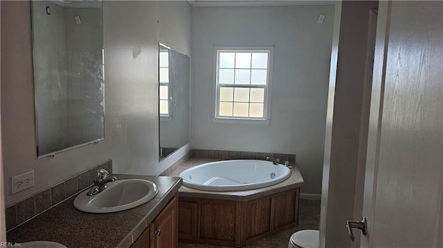 bathroom featuring vanity and a bathtub