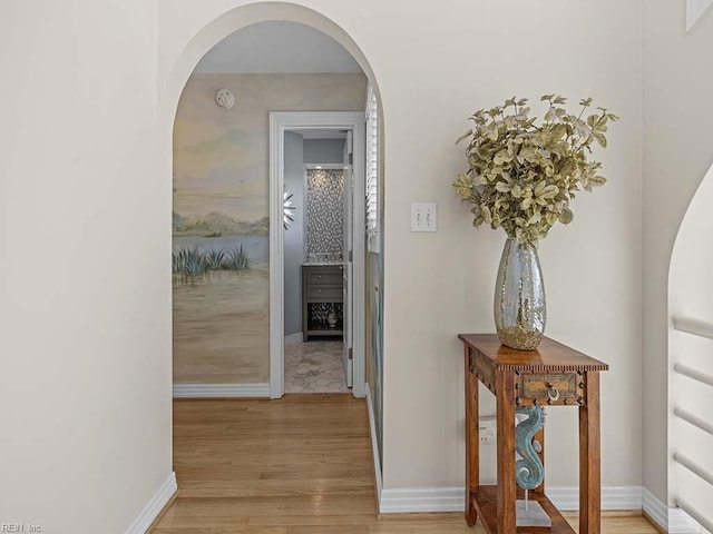 hallway featuring light wood-type flooring