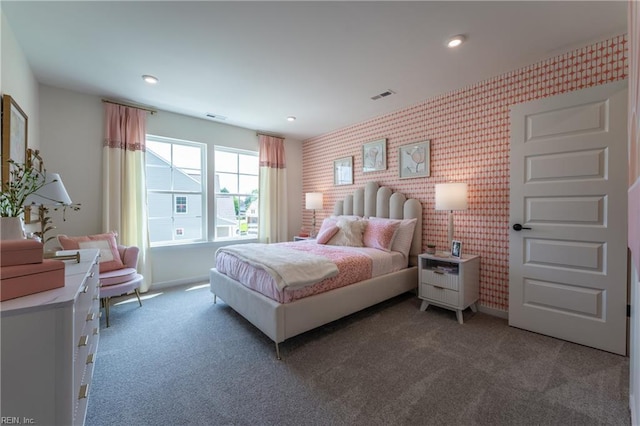 2226 Patrick Dr, Suffolk, VA 23435 - bedroom with visible vents, wallpapered walls, baseboards, and carpet