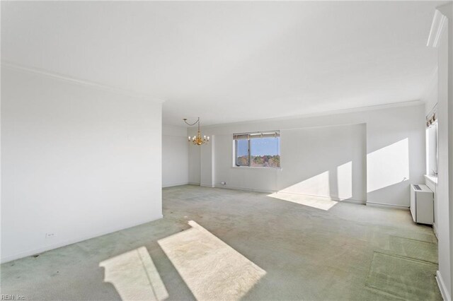 living room featuring crown molding and light colored carpet