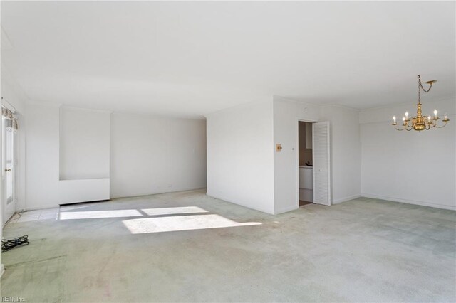 carpeted living room featuring crown molding