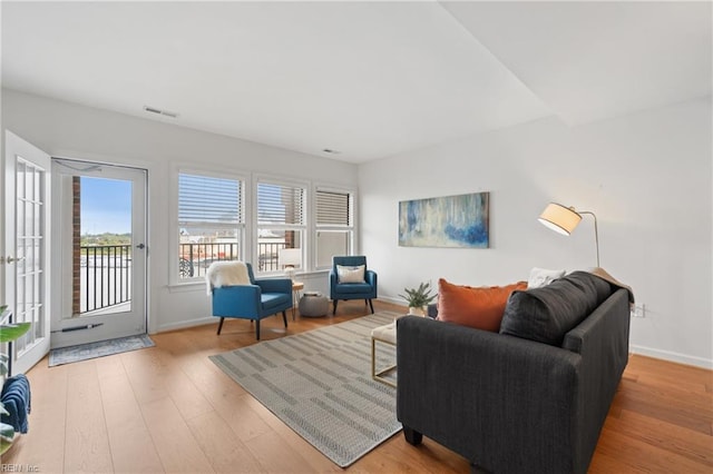 living room featuring light hardwood / wood-style floors