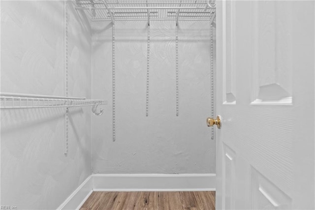 walk in closet featuring hardwood / wood-style flooring