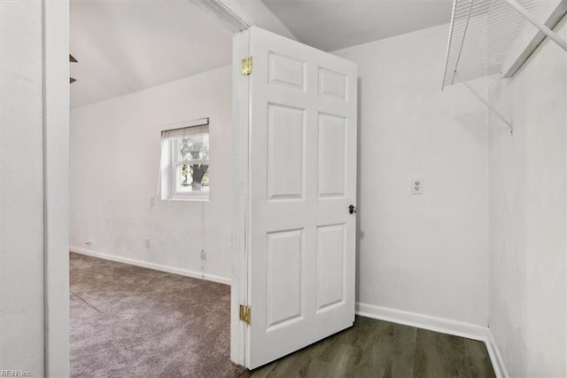 walk in closet featuring dark wood-type flooring