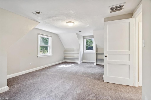 additional living space featuring carpet and lofted ceiling