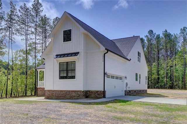 exterior space featuring a garage