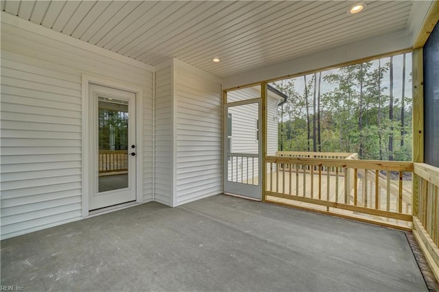 view of unfurnished sunroom