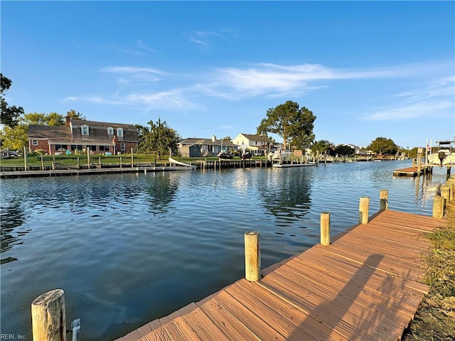 view of dock featuring a water view