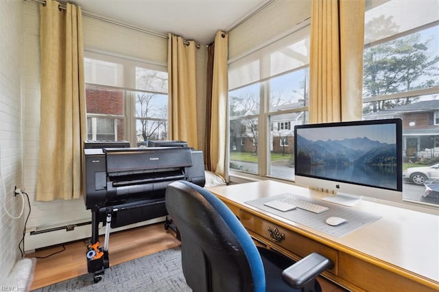 office featuring light hardwood / wood-style flooring and a healthy amount of sunlight