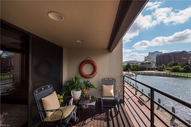 balcony with a water view