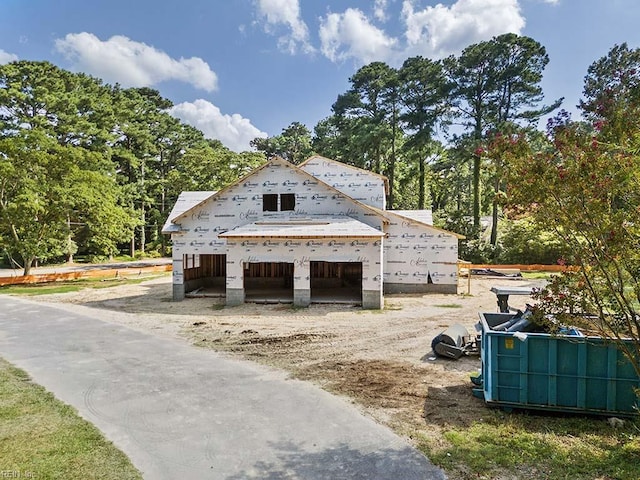 exterior space with a garage