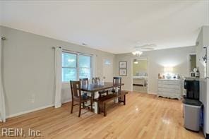 dining area with hardwood / wood-style flooring