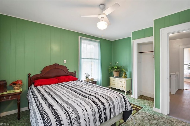 bedroom with a closet and ceiling fan