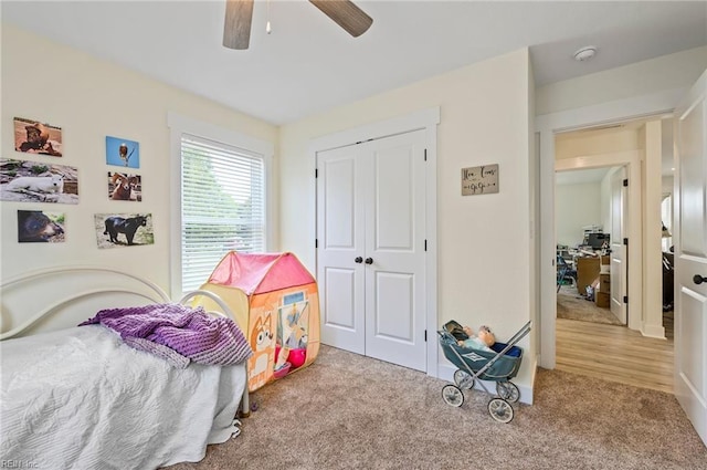 15338 Everets Rd, Windsor, VA 23487 - bedroom with carpet flooring, a closet, and a ceiling fan