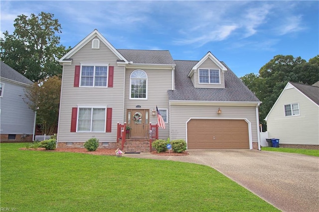 view of front facade featuring a front yard