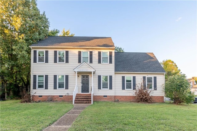 colonial house with a front lawn