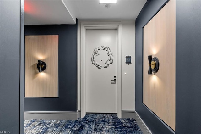 interior space with dark tile patterned floors