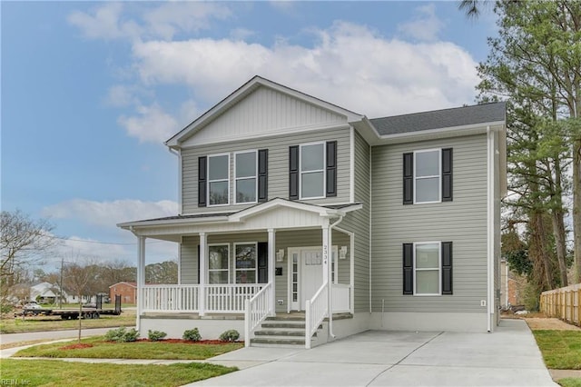 view of front of property featuring a porch